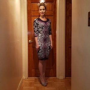 Hale Bob Neoprene Geometric Floral Sheath Dress